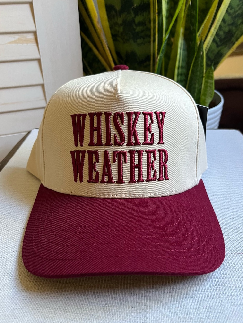 NWT C.C. Embroidered Two Tone Trucker Snap Back Hat “Whiskey Weather”